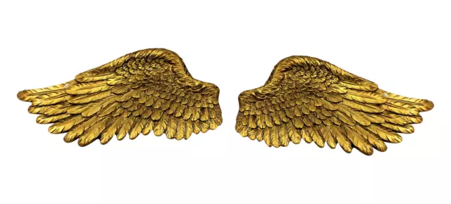 Pair of Angel Wings Ornate Vintage Shabby Cherub Wall Art Fair Garden Decoration