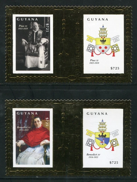 Guyana 2011 Päpste Popes Religion Kirche Gold Blocks Postfrisch MNH