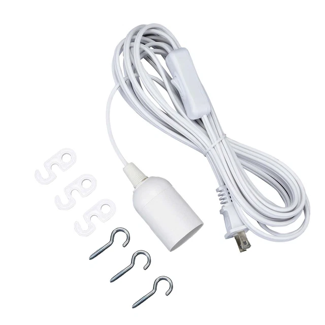 15FT Pendant Light Cord, Hanging Lantern Cord Extension, E26 Socket With On/Off