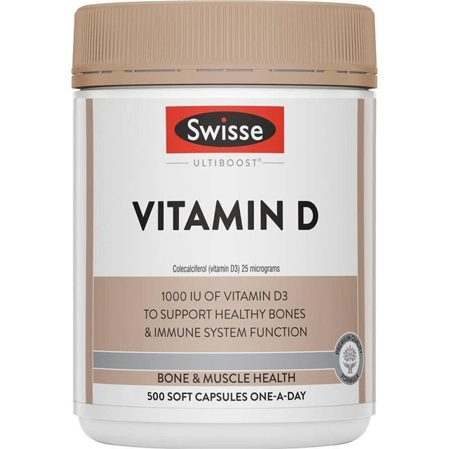 SWISSE VITAMIN D VITAMIN D3 Colecalciferol 25 µg 1000 IU Once a Day 500