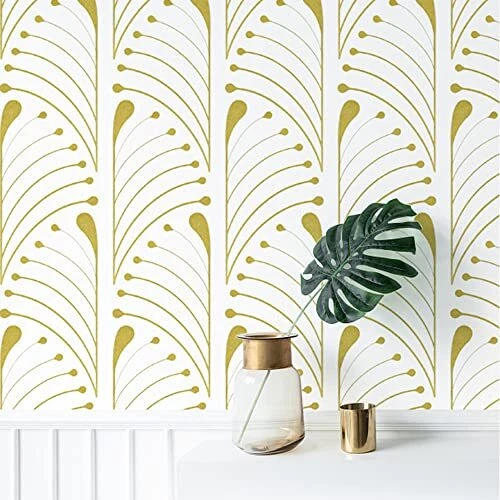 PEEL AND STICK Wallpaper Gold and White Wallpaper Geometric Paper