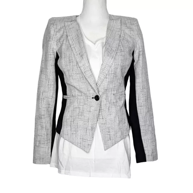 Mossimo Womens Blazer Extra Small Black Gray Metallic Tweed Jacket Ponte Knit