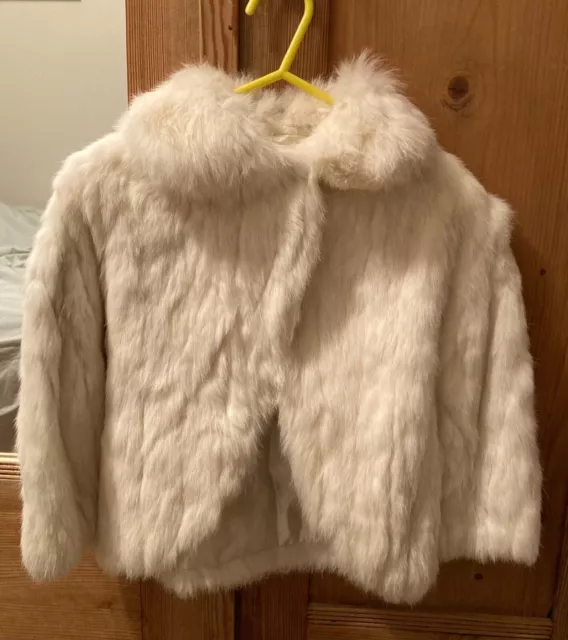 Giacca Vintage Vera Pelliccia Crema (Foderata In Raso) - Ragazza/Bambini