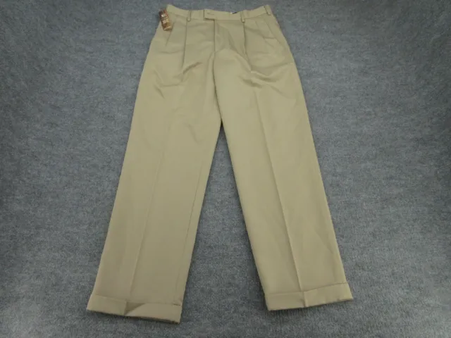 Dockers Pants Mens 32x32 Beige Relaxed Fit Pleated Premium Cocona Adult NEW Tags