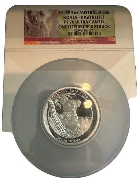 2015 P 5 oz. Australian Koala High Relief PF70 One of First 800 Struck! COA ,Box
