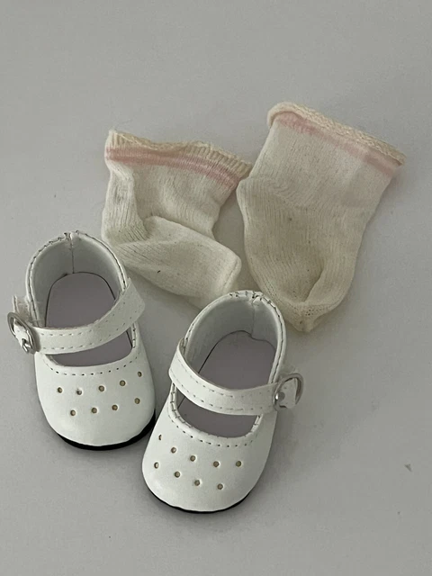 Jolie Chaussures Blanches À Scratch En cuir Poupée Jumeau Bébé Steiner SFBJ Dep