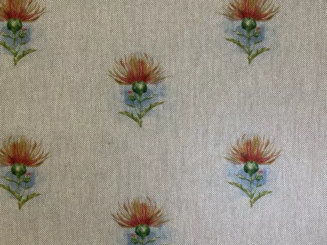Mini Thistle Orange Green Cotton  Curtain/Craft/upholstery Fabric 140cm wide