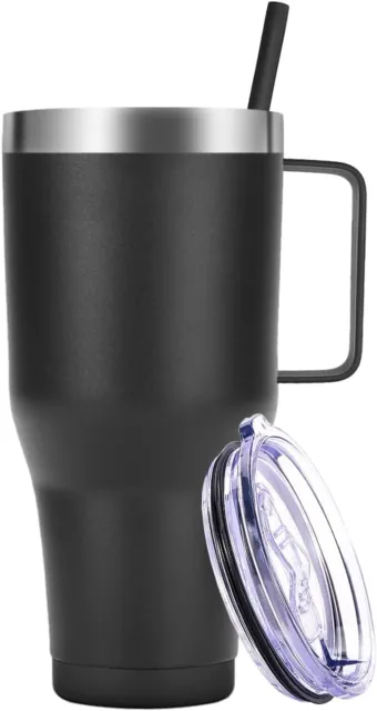 40oz Insulated Stainless Steel Tumbler with Lid handle straw, Vacuum Mug Thermal