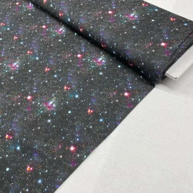 Tela de vestir negra - Galaxy Scifi Stars estampada planetas 100 % algodón 54" POR METRO 3