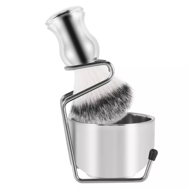 Set de Rasage Savon Bol + Brosse de Rasage + Support de Support, Acier Inox2965