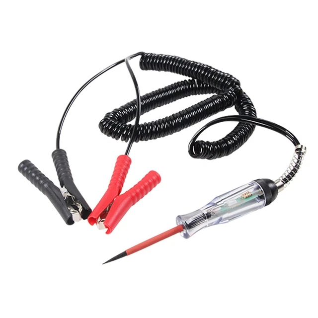 Testeur De Circuit 6V/12V/24V DC - Stylo Avec Lampe Témoin - Pour Voiture, Moto, Camping-car - Câble Spiralé