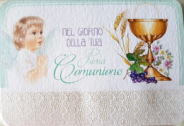 BIGLIETTO AUGURI COMUNIONE Portasoldi con Busta 17 x 11,5 cm Porta