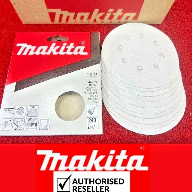 10xMakita 125mm 5" Orbital Sander Discs Hook&Loop BO5031 BO5030 BO5041-240Grit