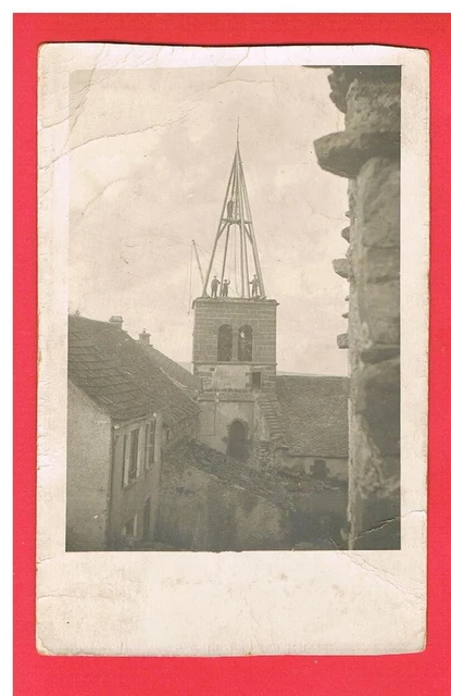 Cpa - Photo Card - Puy De Dome 63 - Church Bell Tower Repair 3 Cards