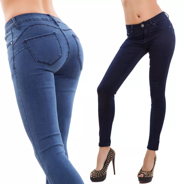 Jeans donna pantaloni skinny slim elasticizzati push up aderenti nuovi M5317