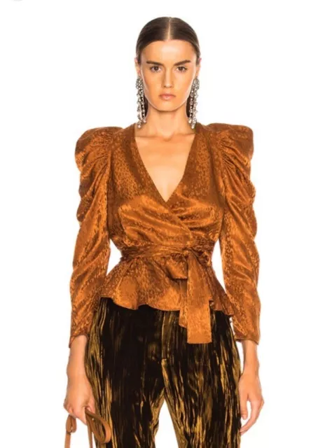 ALC Womens Wrap Top Silk Palermo Hourglass Rust Orange Size 0 XS