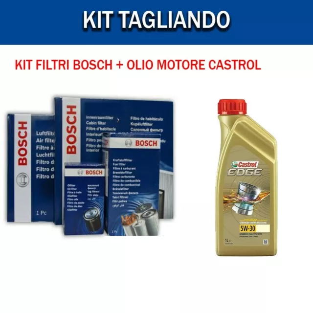 Kit Tagliando Filtri Bosch + Olio Castrol 5W30 + Candele Vw Polo 9N 1.4 Benzina