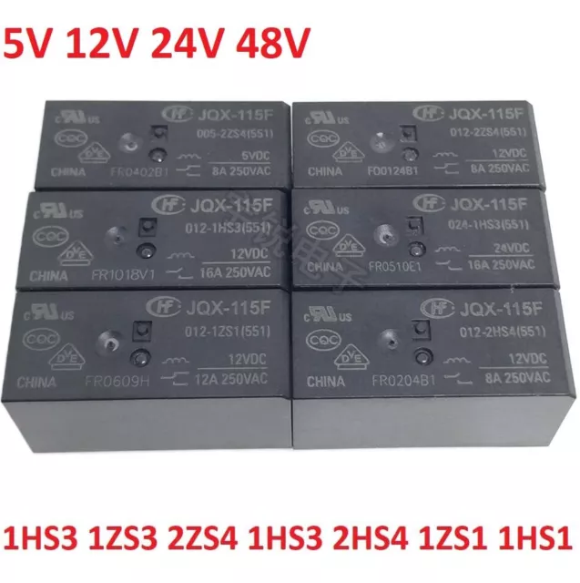 5V/12V/24V/48V Hongfa Relais JQX/HF115F-005 012 024-2ZS4 I-1HS3A 2HS4 1ZS1