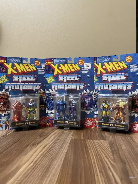 NEW 1994 Marvel X-Men Steel Mutants Die Cast Metal - Toy Biz Figures Lot of 3