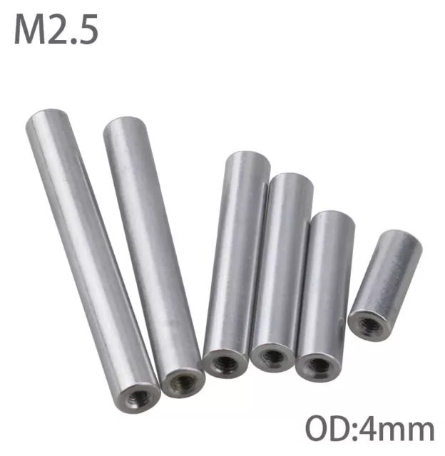 M2.5 Aluminum Column Round Threaded Sleeve OD:4mm Stud Standoff Nut Connector