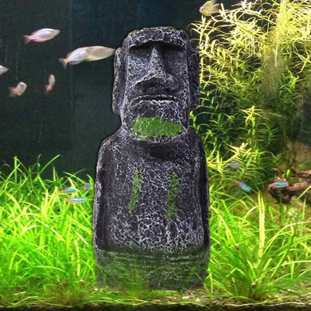 Decoración de estatuas artificiales de la Isla de Pascua para paisajismo de pecera (pequeña)