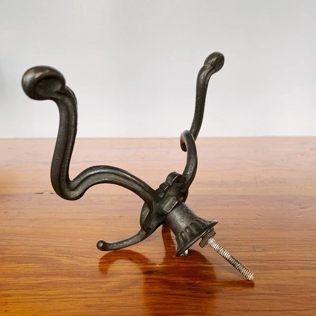 Antique Double Hall Tree Hook Coat Hat Rack Hanger Cast Iron Victorian Hardware 4