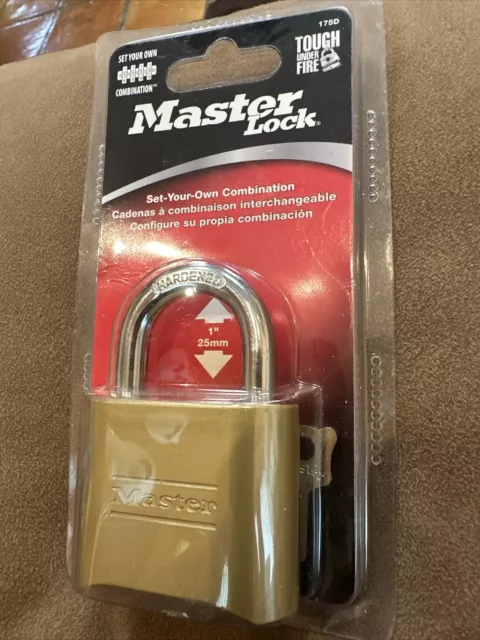 Heavy Duty Brass Master Lock 175D Combination Padlock 2" Wide With Key Override