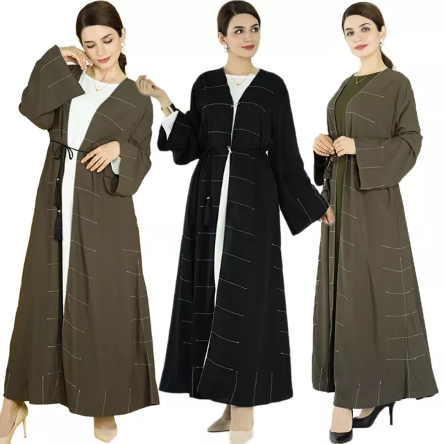 Cardigan Kimono Donna Fronte Aperto Abaya Kimono Musulmano Maxi Abito Abito Abito Arabo