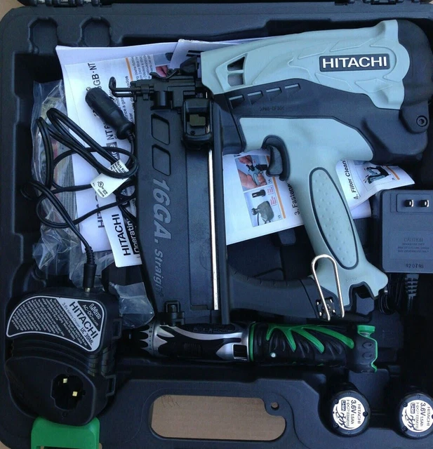 Hitachi NT65GS 2-1/2" Gas Powered 16GA Finish Gun Kit+ Screw Driver+ Car charger