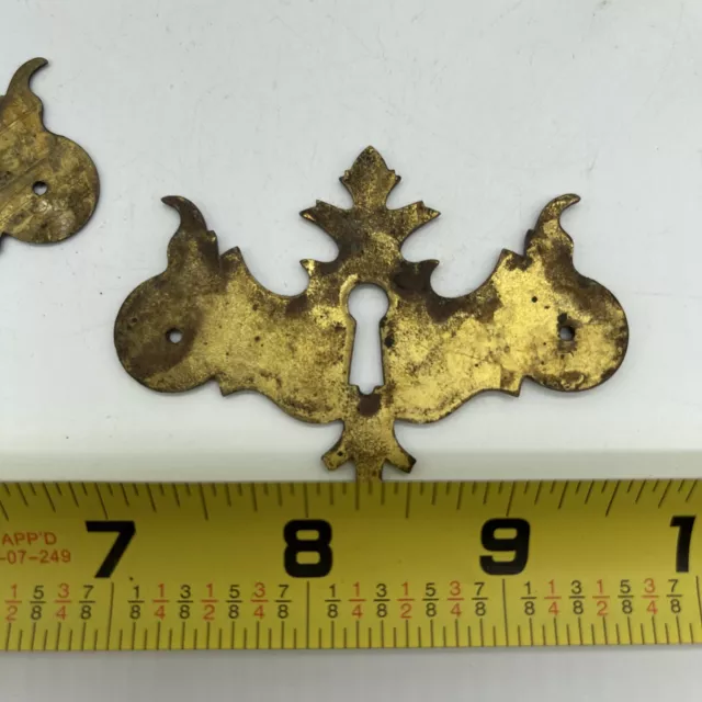 Antique Sheet Brass Escutcheon Small Key Hole Restoration  Set Of 2 3