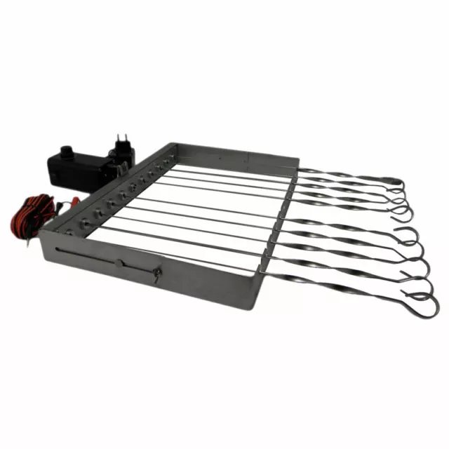 Grill Spießdreher für 11 Spieße Mangal Schaschlik TÜV 59cm NEU + Gratis 10Spieße 3