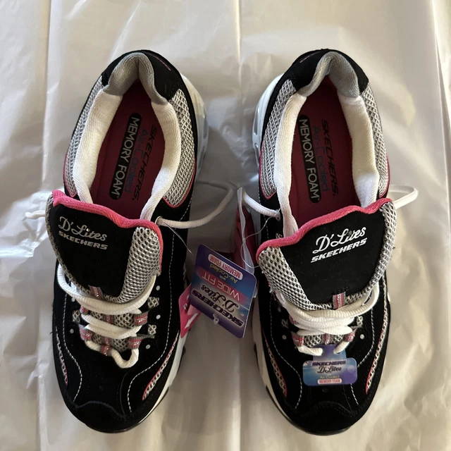 Sketchers D Lites Air Cooled Wide Fit Black Womans Sketchers Shoes Sneakers (9)