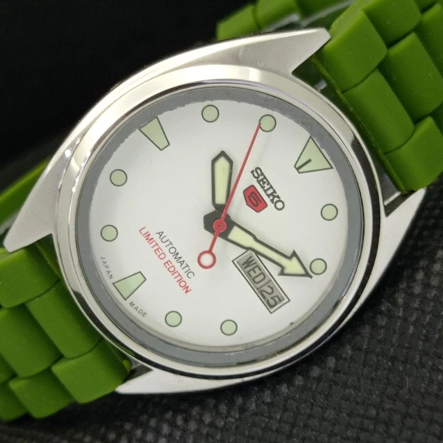 OLD SEIKO 5 AUTOMATIC 7009A VINTAGE JAPAN MENS D/D WHITE WATCH 583b-a306353-9