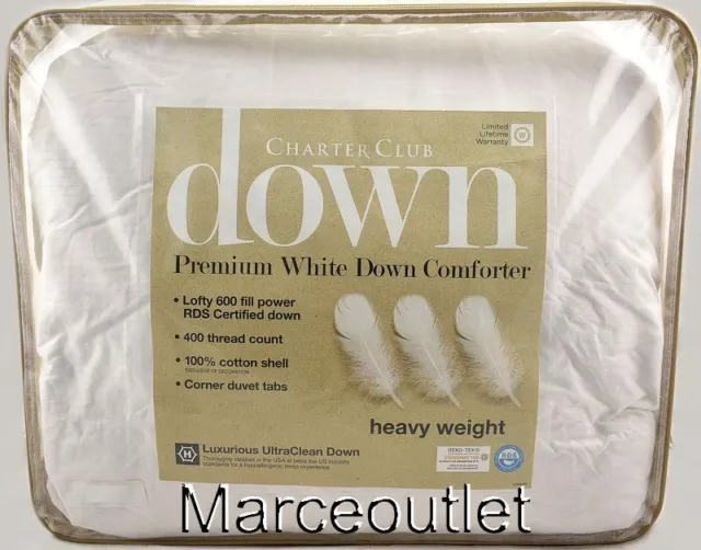 Charter Club Premium White Down Heavy Weight Comforter KING