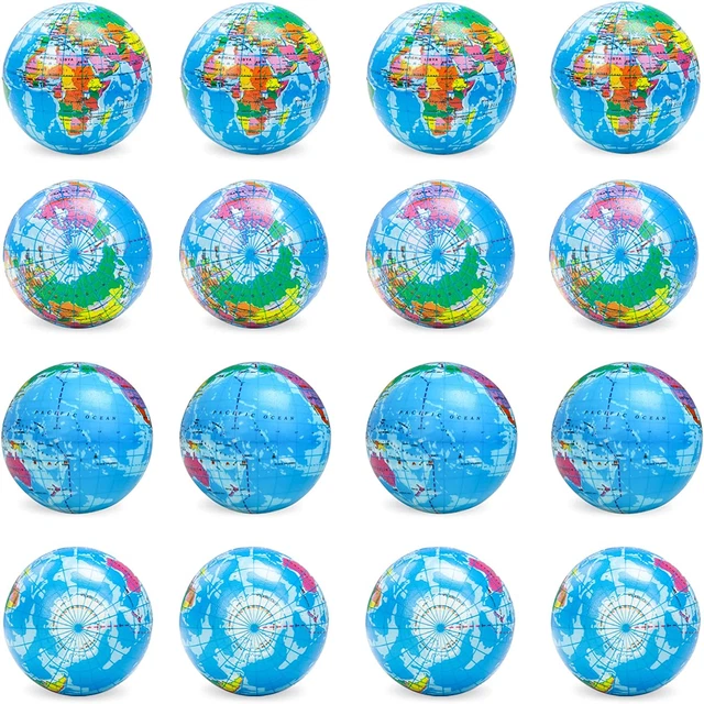 16 PIEZAS bolas de compresión de globo, juguetes de alivio del estrés de la tierra de 3 pulgadas bolas de espuma E
