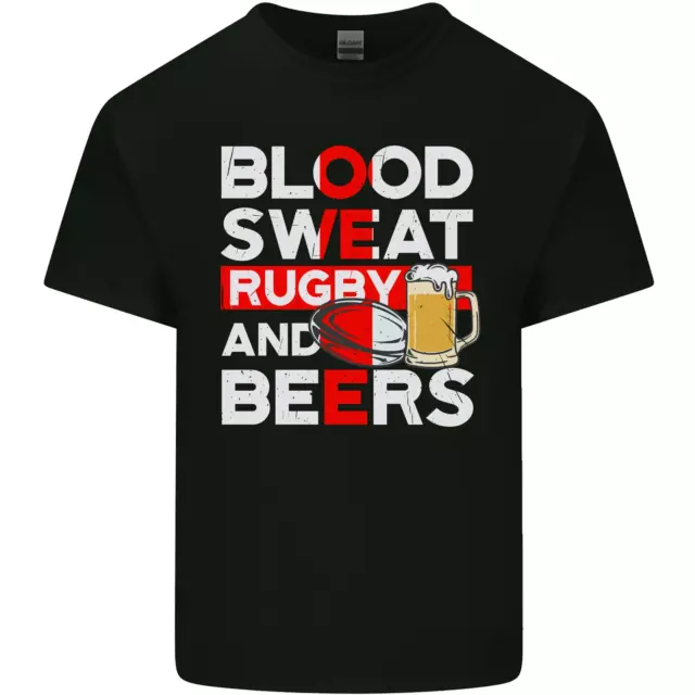 T-shirt top Blood Sweat Rugby and Beers England divertente da uomo cotone