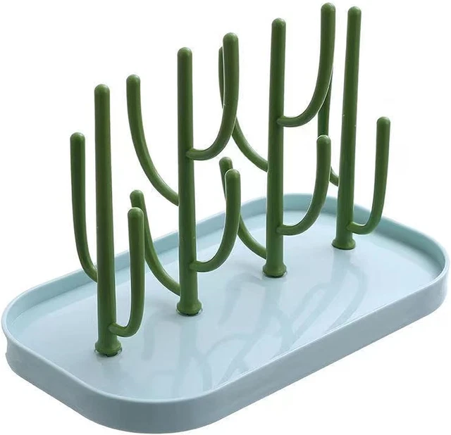 Soporte secador de biberones NA con bandeja colgador de tazas de cactus para