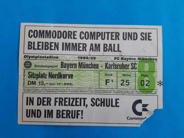 1 Sammler Ticket Saison 1988/89 / Bayern München-Karlsruher SC