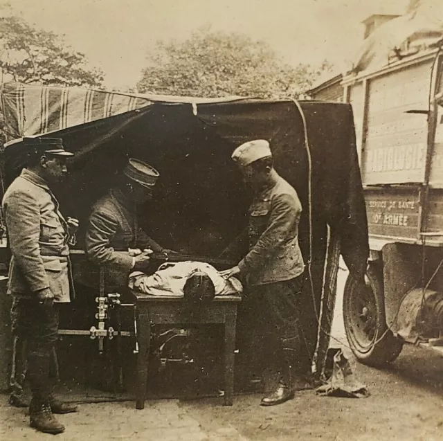 French Field Hospital WWI Stereoview 1920s X-Ray Machine Tent France Doctor C37