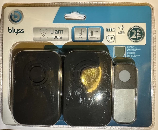 BLYSS LIAM WIRELESS Battery Powered Door Chime Kit With 2 Bell Box 100m