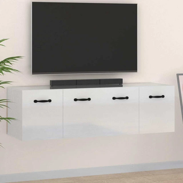 Vidaxl Mobili Parete 2 pz Bianco Lucido 80x36,5x35cm Legno Multistrato