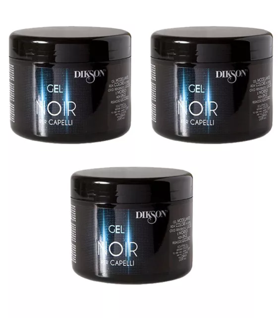 3pz DIKSON GEL NOIR Modellante gel per capelli grigi 500ml fissaggio leggero