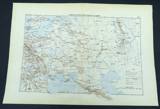 ANCIEN CHEMIN DE Fer Carte The Ukraine Kiev Russie Moscou Rail Routes