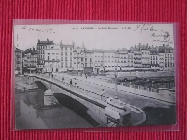 Cpa Written Stamp Bayonne Le Pont Marengo 64
