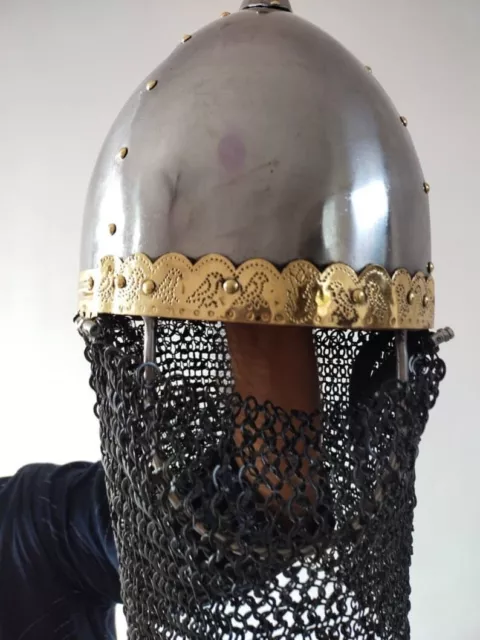 18 Gauge Medieval Viking Historical Reenactment Helmet Replica Engraved Stylish