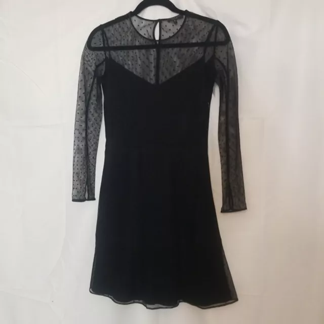 Rag & Bone Charlotte Swiss Dot Dress, sheer black sz 0 silk cocktail party mini 2