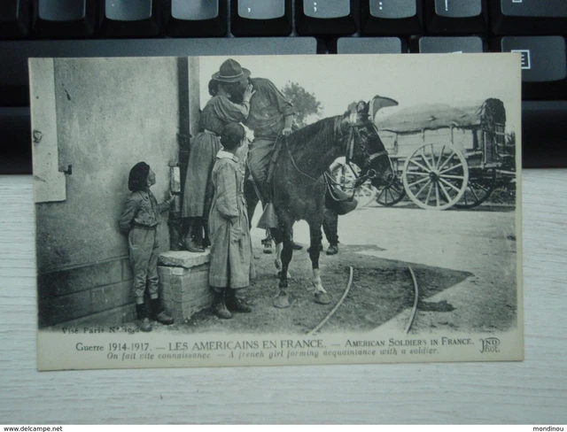 CPA Les Américans en France. We get to know each other. War 1914-1917