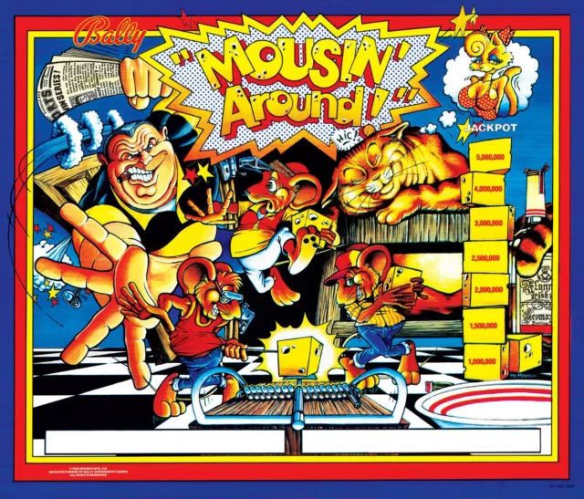 Bally Mousin Around  pinball machine translite replacement