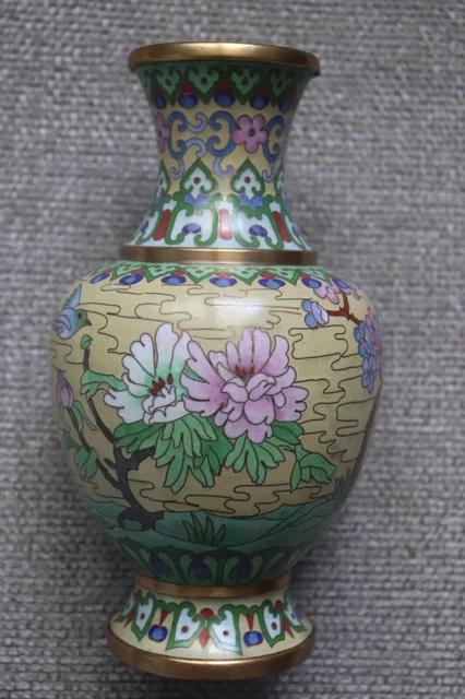 Chinese Cloisonne Vase with Floral Scenes