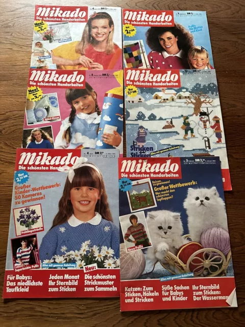 6 x Mikado stricken basteln sticken nähen stricken 1983-84 RARITÄT